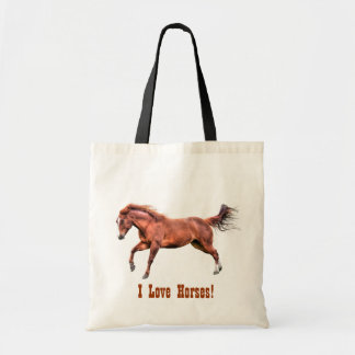 Bolsa Tote Galoping Design de Cavalos Vermelhos Amarrados Esp