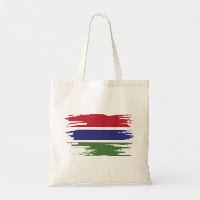 Bolsa Tote Gâmbia Flag Brush Art (Frente)