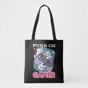 Bolsa Tote Gamer Design - Purr On Gamer Joystick Art