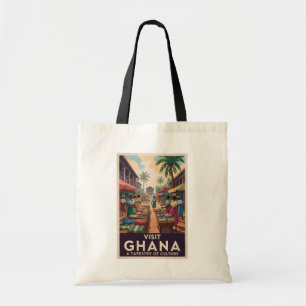 Bolsa Tote Gana Market Illustration Viagem Art Vintage
