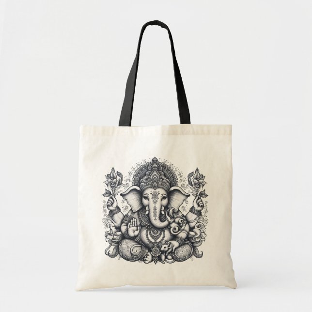 Bolsa Tote Ganesha Art Elephant Deus dos Novos Começos (Frente)