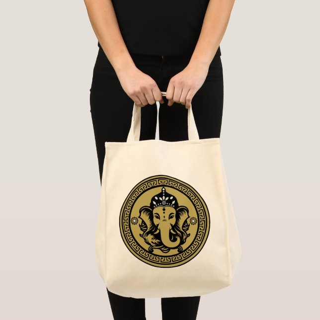 Bolsa Tote Ganesha Themed Hindu Art Print (Frente (produto))