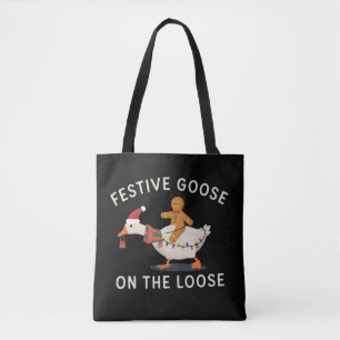 Bolsa Tote Ganso Festivo à Solta Natal Pão de Mel 