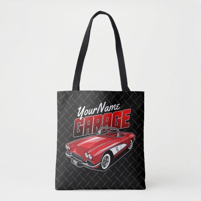 Bolsa Tote Garagem de Carro Esportivo Vermelho Clássico 1961  (Frente)