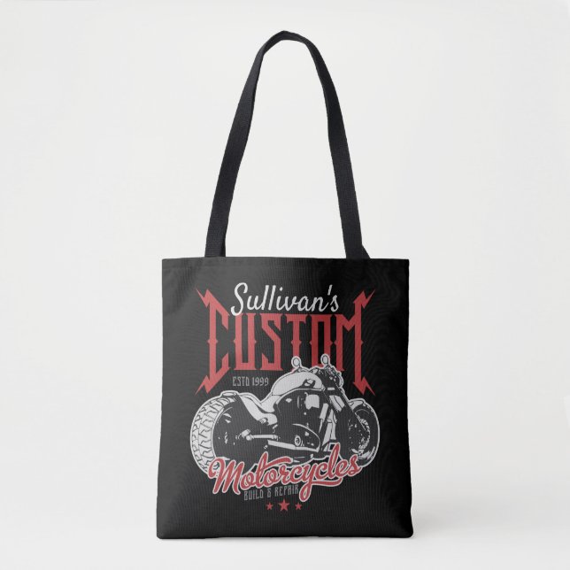 Bolsa Tote Garagem Personalizada de Biker de Bicicleta Má Gra (Frente)