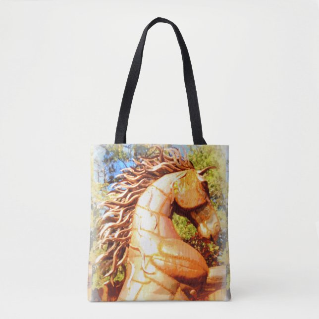 Bolsa Tote garanhão marrom do mustang (Frente)
