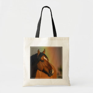 Bolsa Tote Garanhão Selvagem, Luz Dourada e Arco-íris