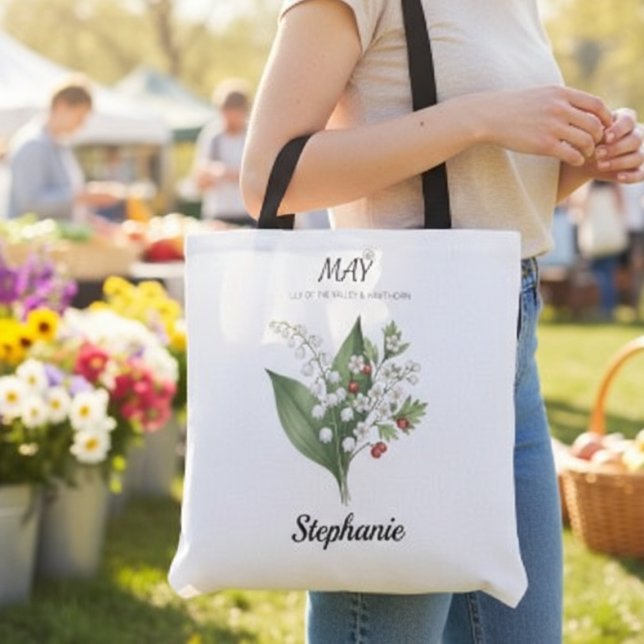 Bolsa Tote Garden Lily of the Valley–May Birth Month (Garden Botanical Lily of the Valley – May Birth Month Bag)