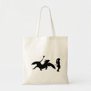 Bolsa Tote Garota Andando De Pé Dragão Engraçado Ideia De