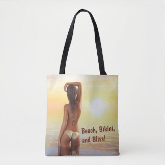 Bolsa Tote Garota Bikini se posicionando no mar ao sol
