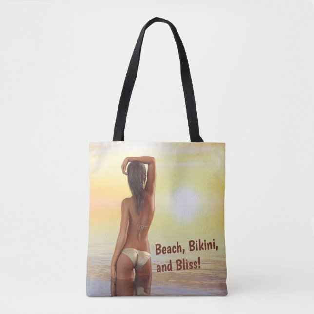 Bolsa Tote Garota Bikini se posicionando no mar ao sol (Frente)