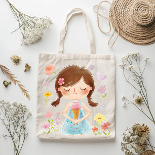 Bolsa Tote Garota bonita com sacola Sorvete
