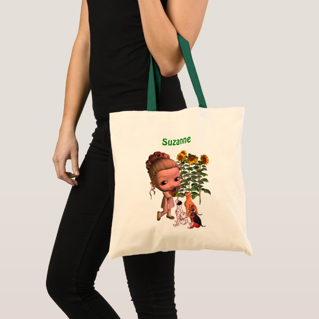 Bolsa Tote Garota Bonita E Cachorros Personalizados (Frente (produto))
