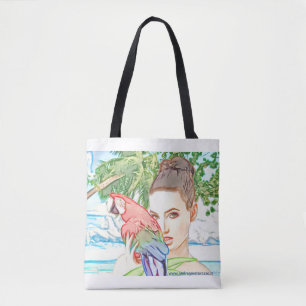 Bolsa Tote Garota com papagaio