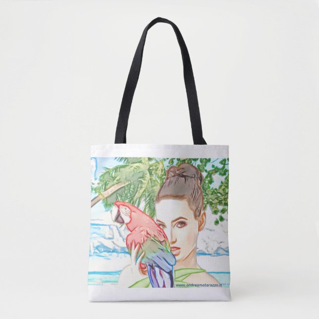 Bolsa Tote Garota com papagaio (Frente)