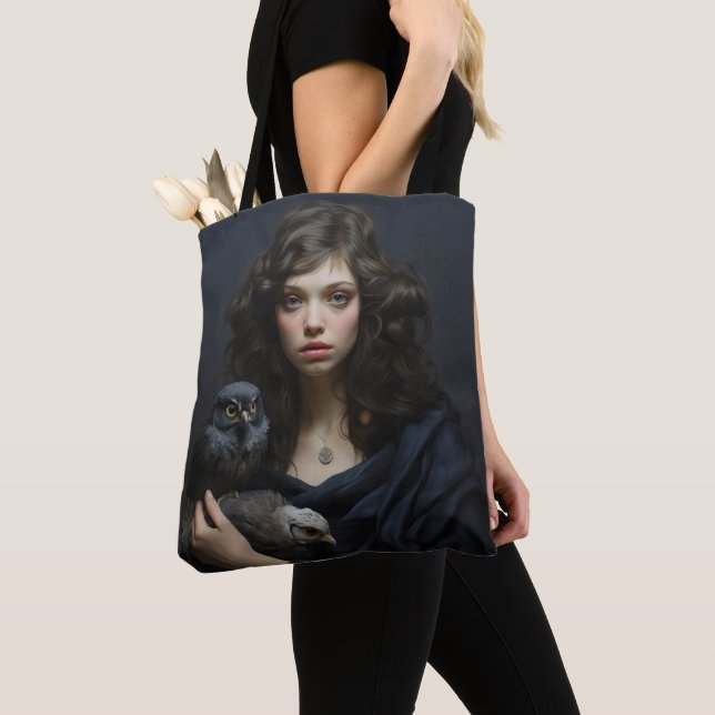 Bolsa Tote Garota com Pássaros (Close Up)