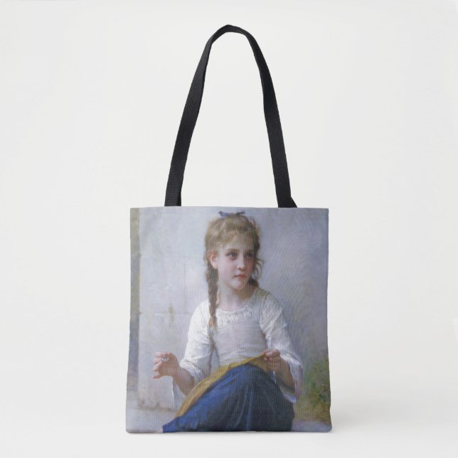 Bolsa Tote Garota costurando, Bouguereau (Frente)
