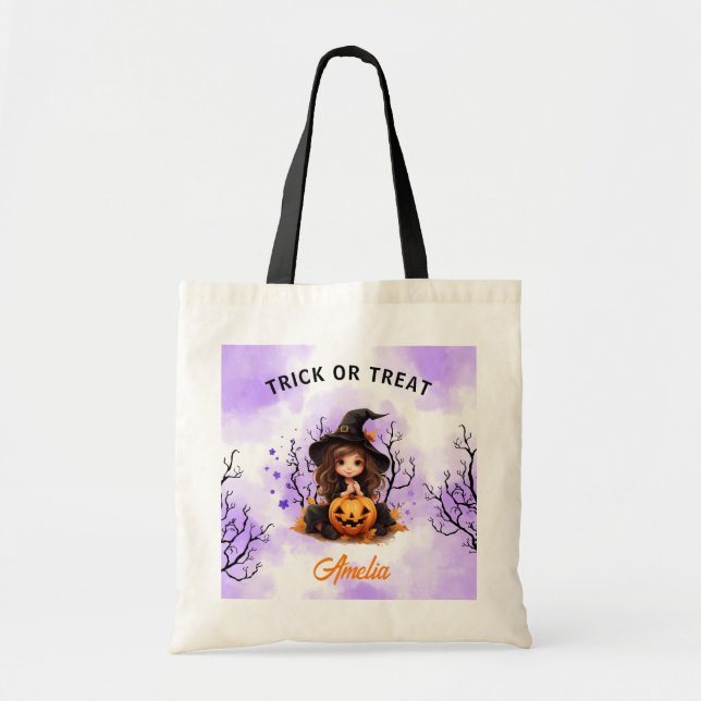 Bolsa Tote Garota das Halloween - Docinho de Bruxa Bonito (Frente)