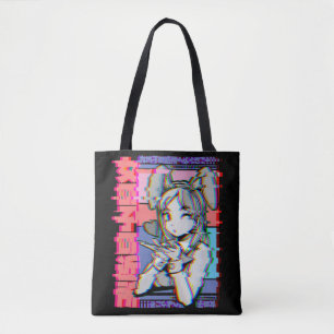 Bolsa Tote Garota de animação retrô japonesa estética Vap