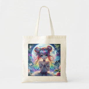 Bolsa Tote Garota de Anime Cabelo Arco-íris Cantando Fada da