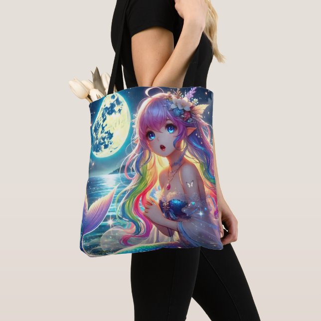 Bolsa Tote Garota de Anime Cantando Luar Pixie Sereia Arco-ír (Close Up)