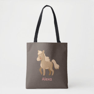 Bolsa Tote Garota de Cavalo de Pôneo Monograma Personalizada