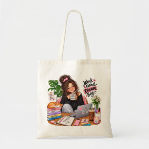 Bolsa Tote Garota de Estudo de Café Aconchegante – Trabalhe D