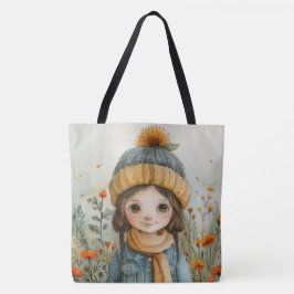 Bolsa Tote Garota De Pintura Por Aquarela No Inverno