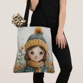 Bolsa Tote Garota De Pintura Por Aquarela No Inverno