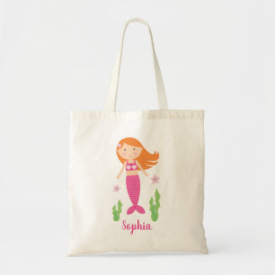 Bolsa Tote Garota de Sereia de Cabelo Vermelho