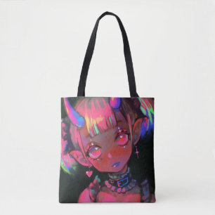 Bolsa Tote Garota Demoníaca Kawaii Néon Pastel Goth