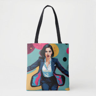 Bolsa Tote Garota Estilosa Cyberpunk Pop Art