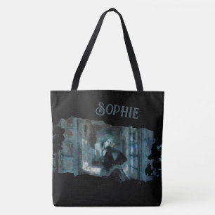 Bolsa Tote Garota Fantasma em Azul – Arte Surreal Assombrada