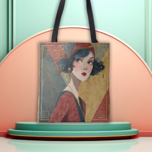 Bolsa Tote Garota Flapper Art Déco dos Anos 1920