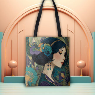 Bolsa Tote Garota Flapper Art Déco dos Anos 1920
