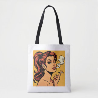 Bolsa Tote Garota Fumante | Arte pop de história em quadrinho