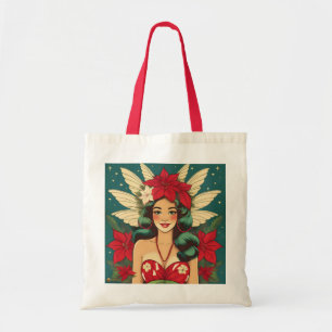 Bolsa Tote Garota Pin-Up de Natal Tropical dos Anos 50 Retrô