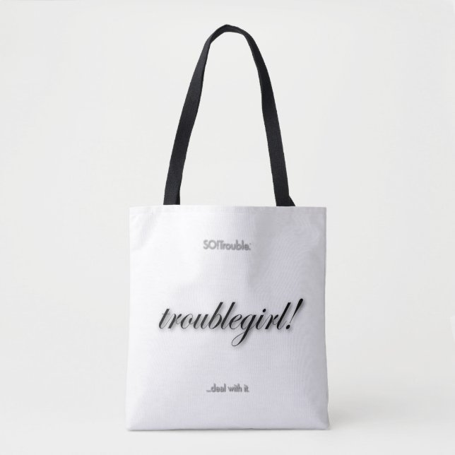 Bolsa Tote garota problema! em preto no branco (Frente)