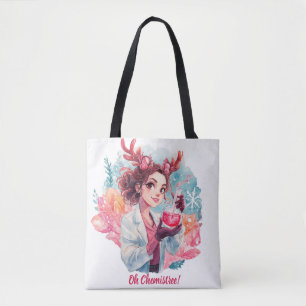 Bolsa Tote Garota Química Festiva Aquarela Arte Científica