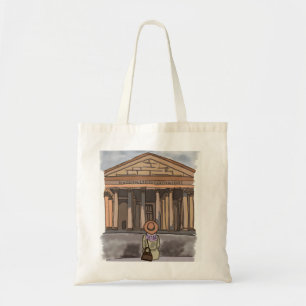 Bolsa Tote Garota sentada na frente do Panteão em Roma.