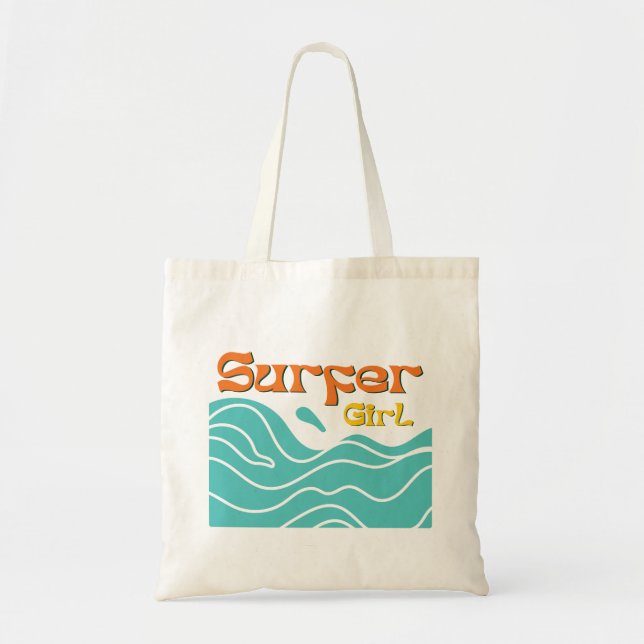 Bolsa Tote Garota surfadora surfando presentes mulheres (Frente)