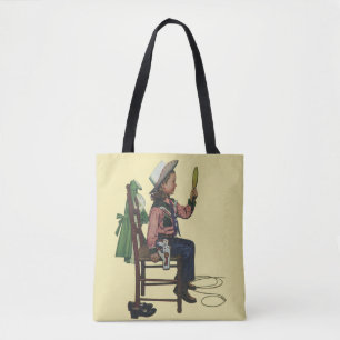 Bolsa Tote Garota Vintage Vaqueira Olhando no Espelho Ela é t