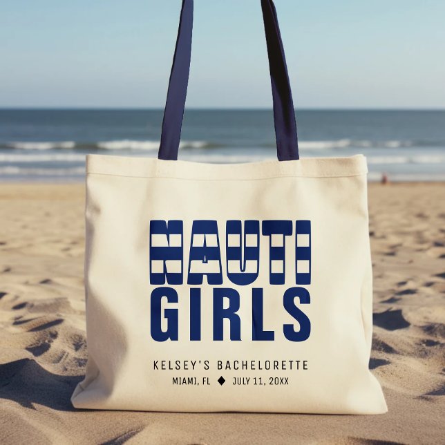Bolsa Tote Garotas Nauti de festa de despedida de solteira li (Nauti Girls Striped Bachelorette Party Tote Bag
)