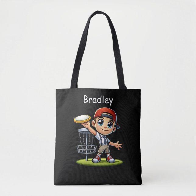 Bolsa Tote Garotinho Bonito Jogando Golfe De Disco Personaliz (Frente)