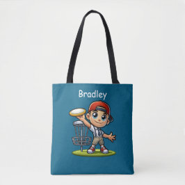 Bolsa Tote Garotinho Bonito Jogando Golfe De Disco Personaliz