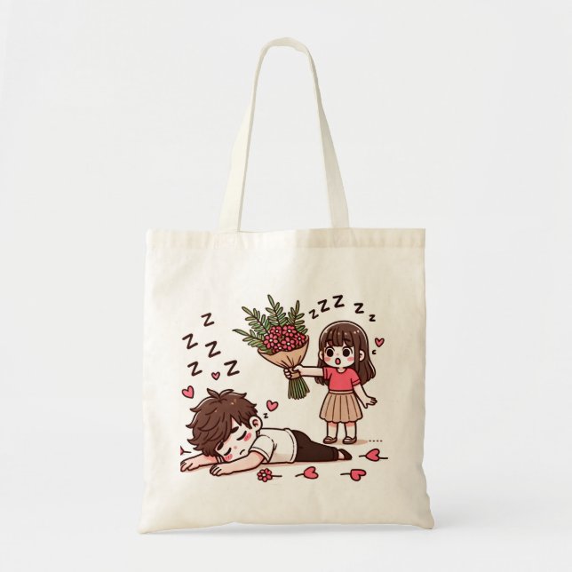 Bolsa Tote Garoto e Garota com Flores (Frente)