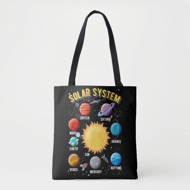 Bolsa Tote Garotos do Sistema Solar Meninas Planetas Fúnebres (Frente)