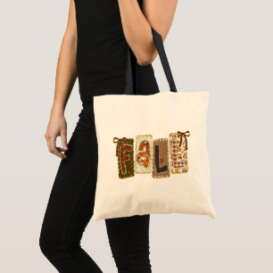 Bolsa Tote Gatinha Estética de Outono Abóbora Xadrez Fofa Out