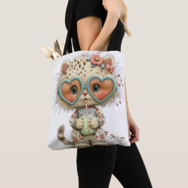 BOLSA TOTE GATINHO ADORÁVEL E ESQUISITO COM TEMA DE VERÃO