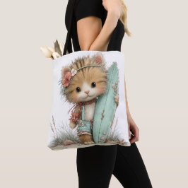 BOLSA TOTE GATINHO ADORÁVEL E EXCÊNTRICO COM TEMA DE VERÃO